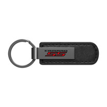 Chevrolet Camaro SS Black Chrome Metal Plate Black PU Leather Key Chain