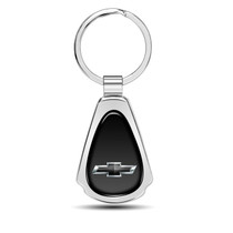 Chevrolet Black Logo Black Dome Chrome Metal Teardrop Key Chain