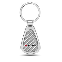 Chevrolet Camaro 1LE Real Silver Dome Carbon Fiber Chrome Metal Teardrop Key Chain