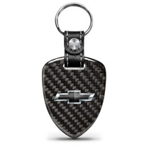 Chevrolet Black Logo Real Black Carbon Fiber Large Shield-Style Key Chain