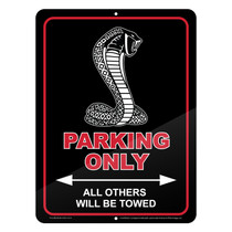 Ford Cobra 12" x 9" Parking Only Sign in Black Glassy Aluminum