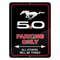 Ford Mustang 5.0 12" x 9" Parking Only Sign in Black Glassy Aluminum