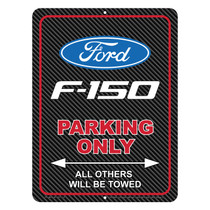Ford F-150 12" x 9" Parking Only Sign in Carbon Fiber Look Glassy Aluminum