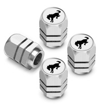 Ford New Bronco in White on Silver Chrome Hexagon Shape Aluminum Tire Valve Stem Caps