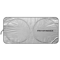 Nissan Pathfinder Universal Fit One-Piece Easy Folding Silver Reflective Fabric Windshield Sun Shade (size: 75.5"x 37.5")