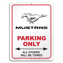 Ford Mustang 12" x 9" Parking Only Sign in White Glassy Aluminum