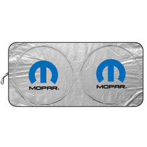 Mopar Logo Universal Fit One-Piece Easy Folding Silver Reflective Fabric Windshield Sun Shade (size: 64"x 32")