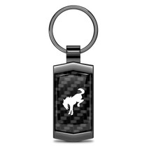 Ford New Bronco Real Black Carbon Fiber Gunmetal Metal Case Key Chain