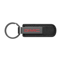 GMC in Red Black Chrome Metal Plate Black PU Leather Key Chain