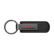 GMC Yukon Black Chrome Metal Plate Black PU Leather Key Chain