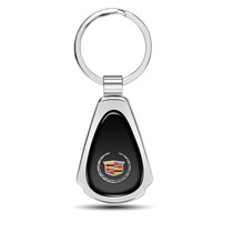 Cadillac Logo Black Dome Chrome Metal Teardrop Key Chain