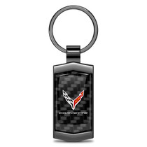 Chevrolet Corvette C8 Real Black Carbon Fiber Gunmetal Black Case Key Chain