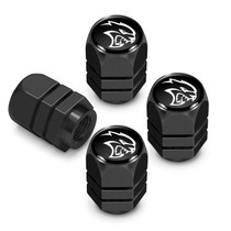 Dodge SRT Hellcat Logo in Black on Black Hexagon Shape Aluminum Tire Valve Stem Caps