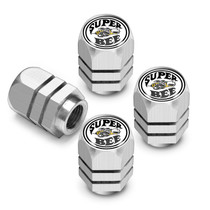 Dodge Super-Bee Logo in Black on Silver Hexagon Shape Aluminum Tire Valve Stem Caps