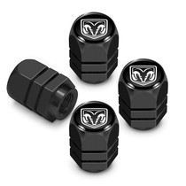 RAM Logo in Black on Black Hexagon Shape Aluminum Tire Valve Stem Caps