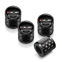 Chevrolet Camaro 1LE Logo in Black on Real Carbon Fiber Barrel Black Aluminum Tire Valve Stem Caps