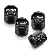 Ford F-150 in Black on Real Carbon Fiber Barrel Black Aluminum Tire Valve Stem Caps