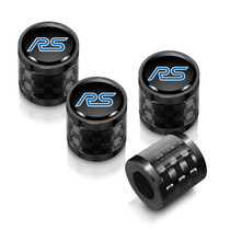 Ford Focus RS in Black on Real Carbon Fiber Barrel Black Aluminum Tire Valve Stem Caps