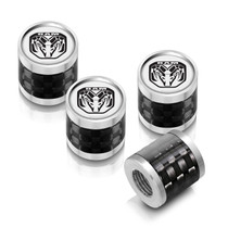 RAM 2019 Logo in White on Real Carbon Fiber Barrel Silver Aluminum Tire Valve Stem Caps