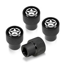 Jeep Willys Star Logo in Black on Black Aluminum Tire Valve Stem Caps