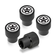 Jeep Willys Star Logo in White on Black Aluminum Tire Valve Stem Caps