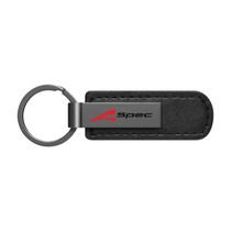 Acura A-Spec Logo Black PU Leather Strap Black Metal Bar UV Printed Logo Key Chain