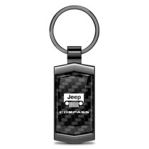 Jeep Compass Real Black Carbon Fiber Gunmetal Black Metal Case Key Chain