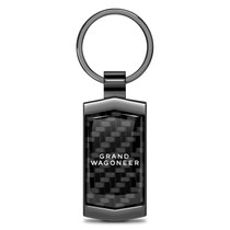 Jeep Grand Wagoneer Real Black Carbon Fiber Gunmetal Black Metal Case Key Chain
