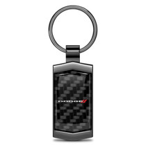Dodge Real Black Carbon Fiber Gunmetal Black Metal Case Key Chain