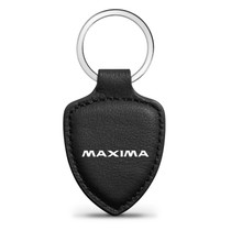 Nissan Maxima Black Real Leather Shield-Style Key Chain