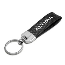 Nissan Altima Real Carbon Fiber Leather Strap Key Chain with Black stitching