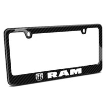 RAM 2019 up Logo Black Real 3K Carbon Fiber Glossy Finish License Plate Frame