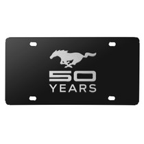 Ford Mustang 50 Years 3D Embossed Logo Black Stainless Steel License Plate