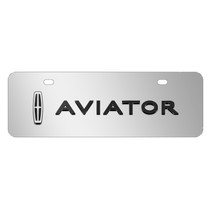 Lincoln Aviator 3D Logo 12" x 4.25" European Look Chrome Half-Size Stainless Steel License Plate
