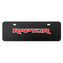 Ford F-150 Raptor in Red 3D Logo 12" x 4.25" European Look Black Half-Size Stainless Steel License Plate