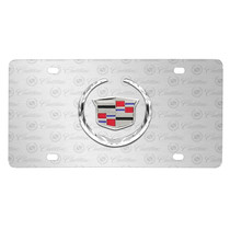 Cadillac 3D Logo on Logo Pattern Brushed Aluminum License Plate
