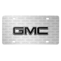 GMC Black Inlay 3D Logo on Logo Pattern Brushed Aluminum License Plate