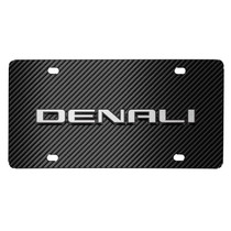 GMC Denali 3D Logo on Black Carbon Fiber Pattern Stainless Steel License Plate