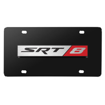 SRT-8 Logo 3D Logo on Black Stainless Steel License Plate for Dodge Jeep RAM