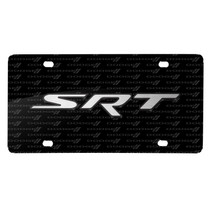 Dodge Jeep SRT 3D Logo on Logo Pattern Black Aluminum License Plate