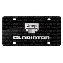 Jeep Gladiator 3D Logo on Logo Pattern Black Aluminum License Plate