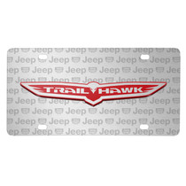 Jeep Trailhawk 3D Logo on Logo Pattern Brushed Aluminum License Plate