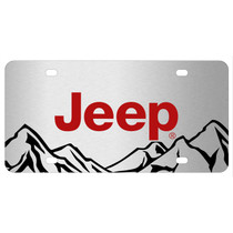 Jeep in Red Rock Mountain Graphic Brush Special Aluminum Metal License Plate