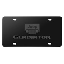 Jeep Gladiator 3D Dark Gray Logo on Black Stainless Steel License Plate