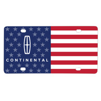 Lincoln Continental Logo USA Flag Graphic Special Aluminum Metal License Plate