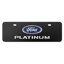 Ford Platinum 3D Logo 12" x 4.25" European Look Black Half-Size Stainless Steel License Plate
