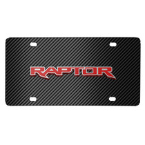 Ford F-150 Raptor in Red 3D Logo Black Carbon Fiber Patten Steel License Plate