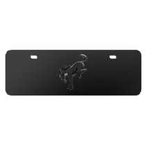 Ford Bronco 3D Black Logo on 12" x 4.25" European Look Black Half-Size Stainless Steel License Plate