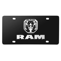2019 RAM 3D Dual Logo on 12"X6" Black Stainless Steel License Plate