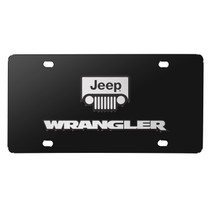 Jeep Wrangler 3D Dual Logo Black Stainless Steel License Plate